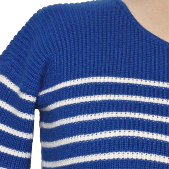 Gap Maternity Brooklyn Blue White Stripe Scoop Wool Blend Sweater Size XS - Picture 4 of 6
